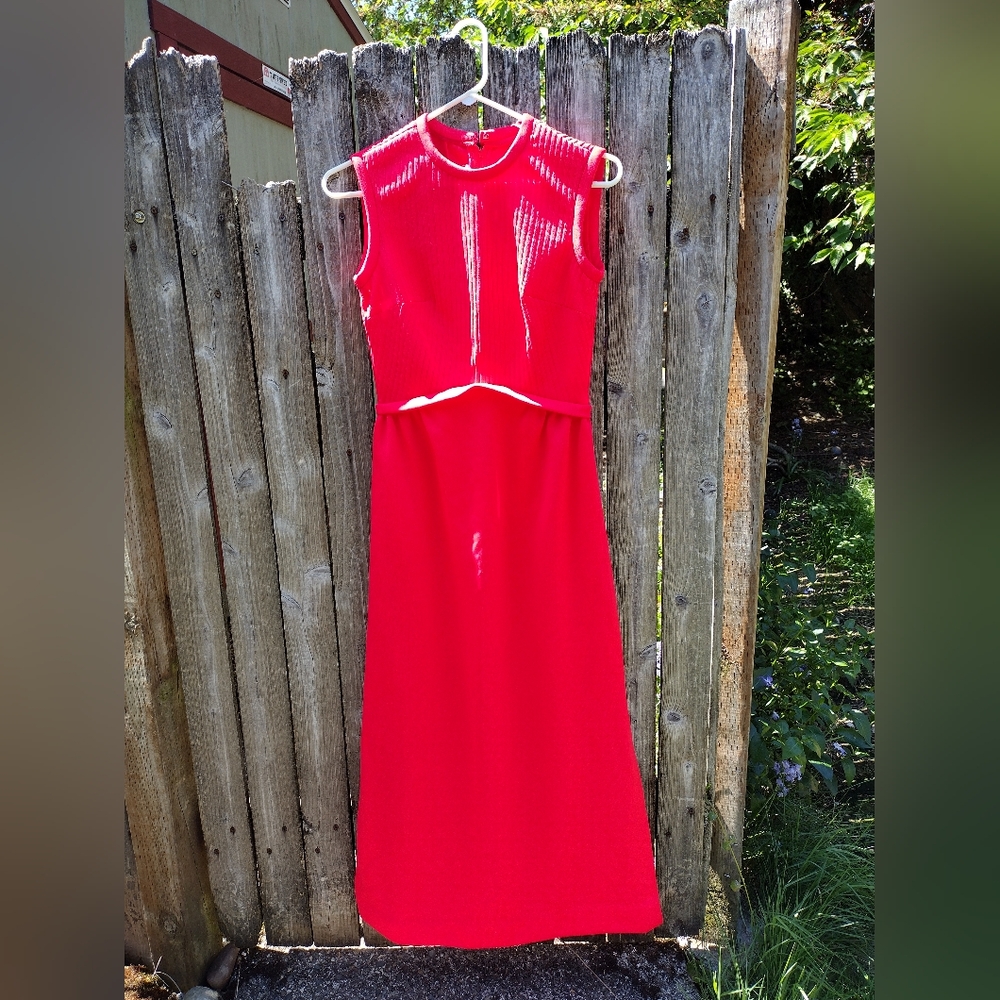 Vintage Andrea Gayle Maxi Dress, neon pink/red